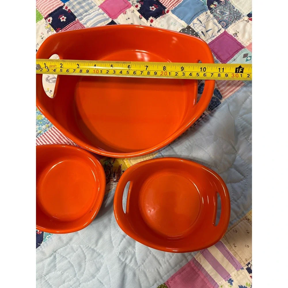 Rachael Ray Orange Stoneware Bubble Baker Set 2qt Casserole 12oz Ramekins 3pc